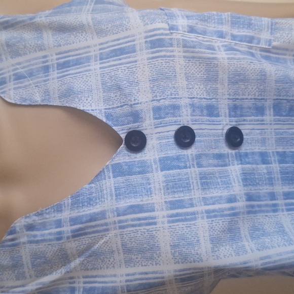 Blue Plaid Sleeveless Dress, Size Large - Picture 3 of 5